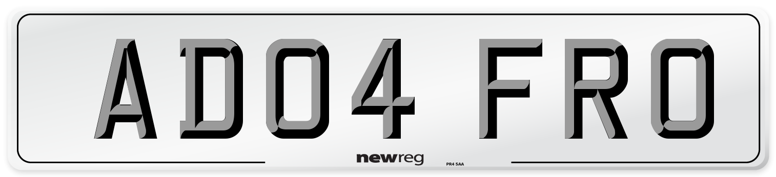 AD04 FRO Number Plate from New Reg